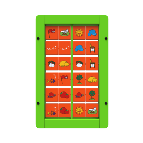 Op deze afbeelding staat een wandspel Memory